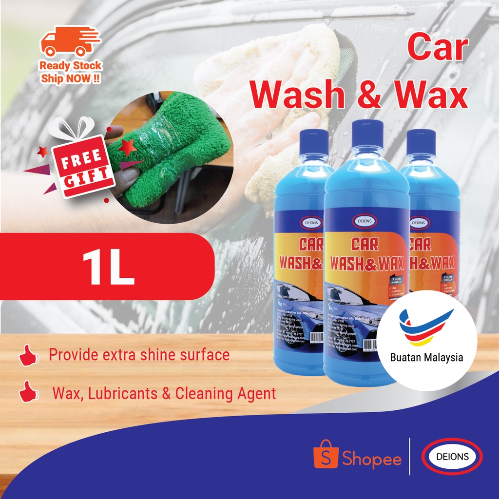 [Car Care Essential] Deions Car Wash & Wax 3in1 Formula Car Shampoo (1L