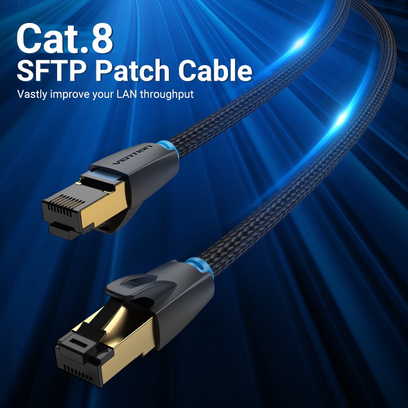 Vention CAT 8 Braided LAN Cable up to 40Gbps Shielded Metal