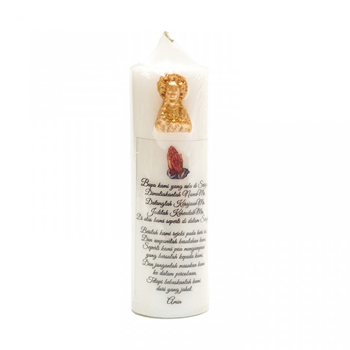 LILIN Our Father's Prayer Cylinder Candles (Uk. 13.5 x 4cm) - Spiritual Candles-Church Candles-Mass Candles