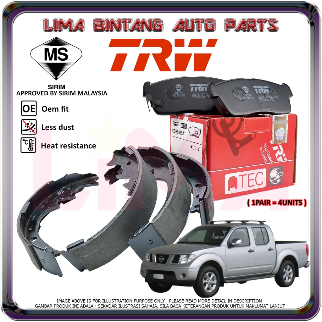 Nissan Navara D40 Front Brake Pads Disc Brake Pad , Rear Brake Lining Shoe TRW *Original* (2008