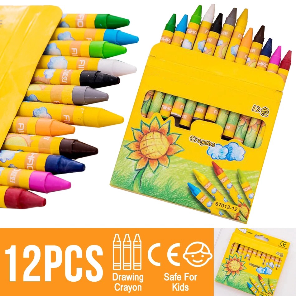 Orientalfine 12pcs Colorful Kids Drawing Crayon Shopee Malaysia