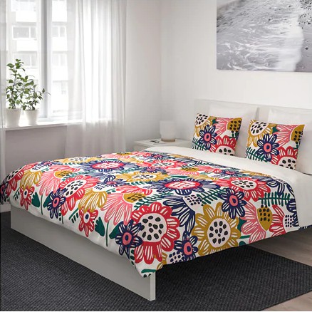 New Ikea Sommaraster Quilt Cover Pillowcases Set White