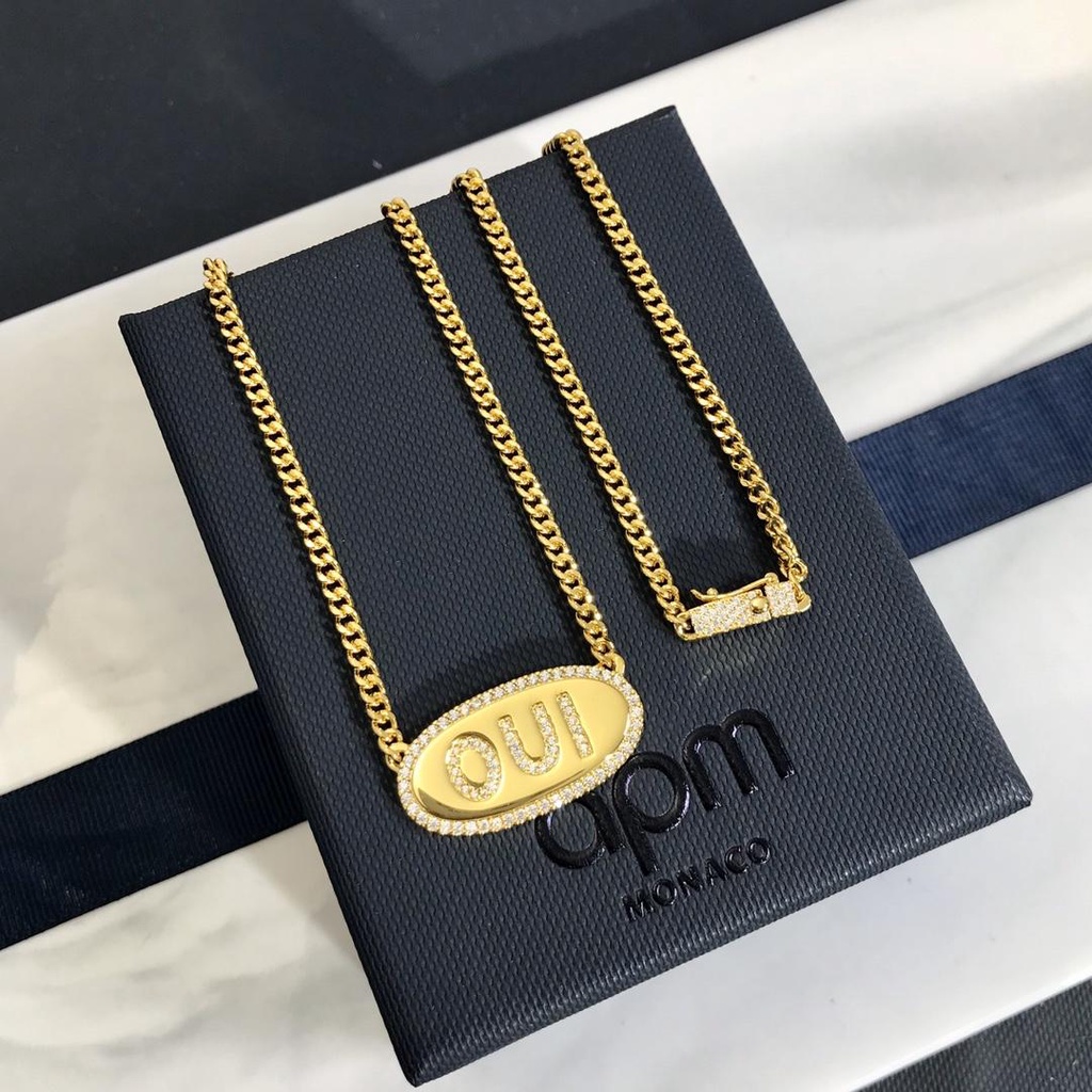 High Quality Ah Am Monaco White Diamond Oui English Oval Brand Thick Necklace A Necklace Not To B Shopee Malaysia