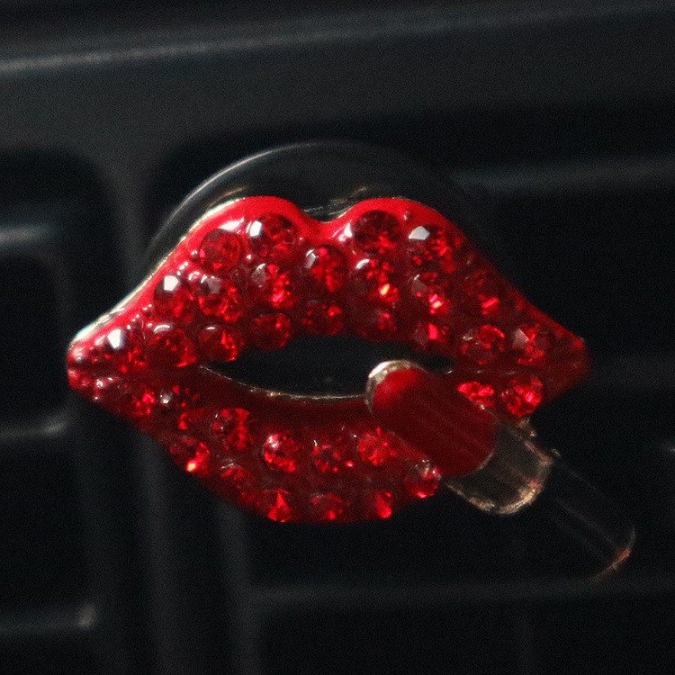 Women Fashion Car Decoration Charms Red Crystal Lips W