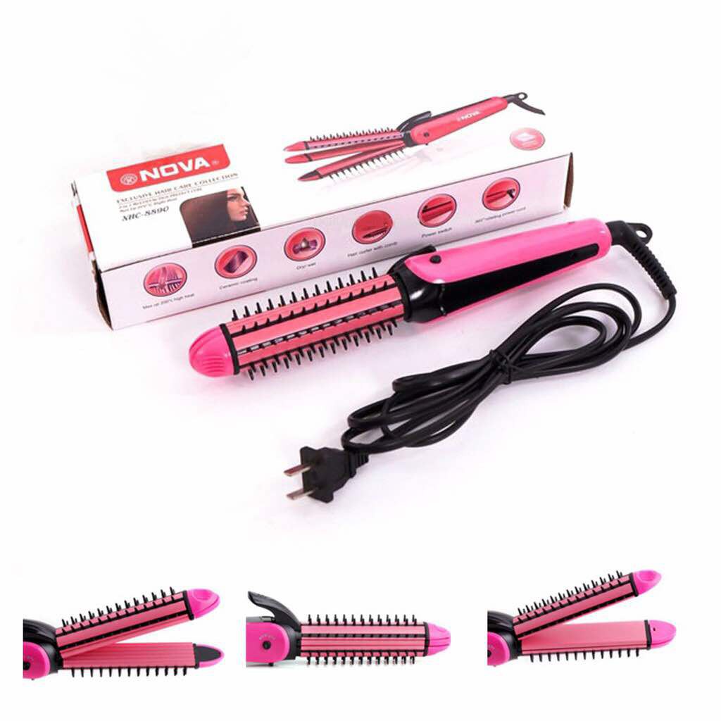 Nova Nhc 8890 3 In1 Multifunction Perfect Curl Staylish Haircurlerstraightener L Alat 