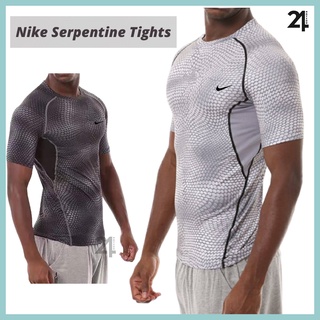 Nike Tight Shirts Men Tops Stretchable Men Compression Sport Wear Football Futsal Hiking Fitness Gym Wear 男士运动紧身衣蛇纹