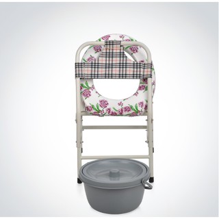 Foldable Potty Chair with Bed Pan Mobile ToiletToilet Commode Chair