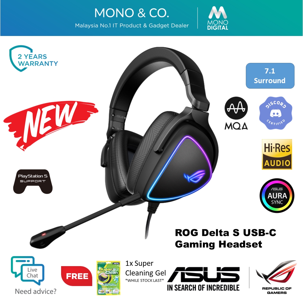 ASUS ROG Delta S RGB Lighting High Resolution USB-C Gaming Headset for