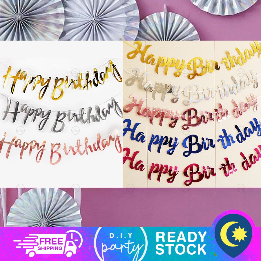 READY STOCK Happy Birthday Bunting Banner Letter Anniversary Party Girl ...