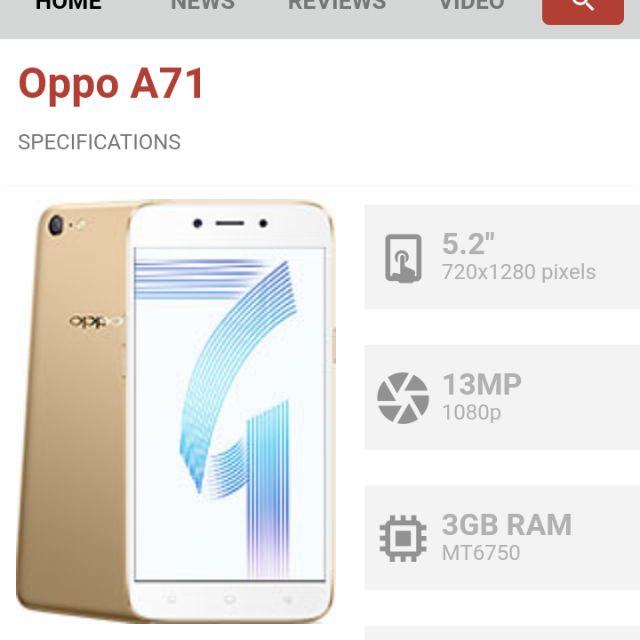 oppo a71k specs