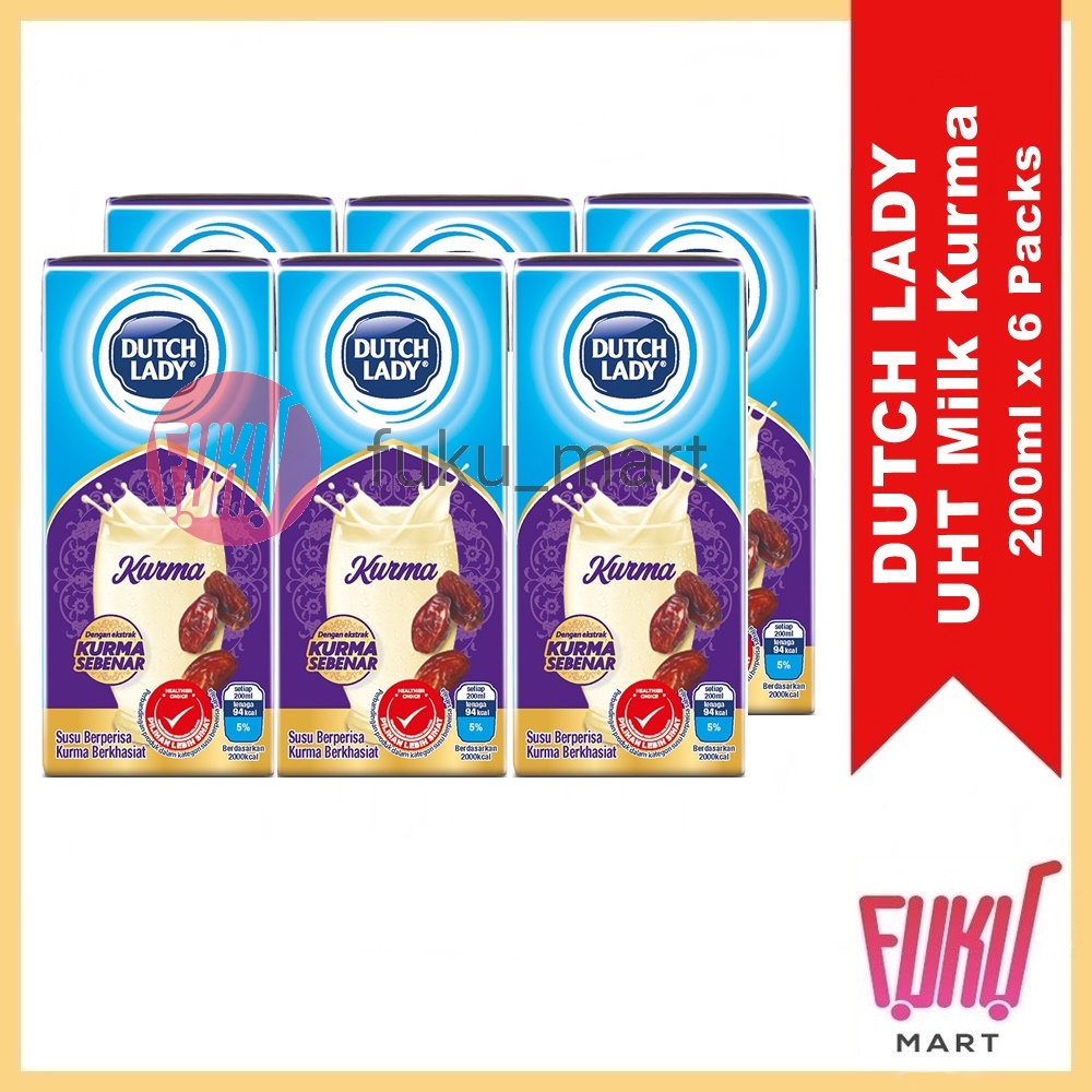 Ready Stock Dutch Lady Uht Milk Kurma 200ml X 6 Packs