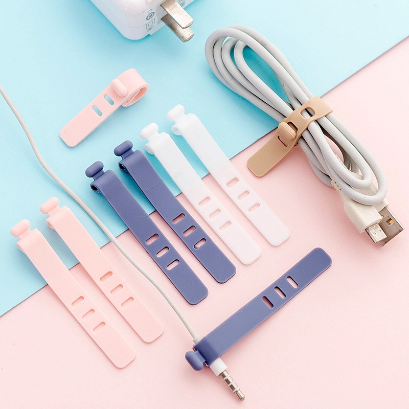 Colorful USB Cable Strap Silicone Cable Tie Wire Ties Adjustable Cable Strap Organizer