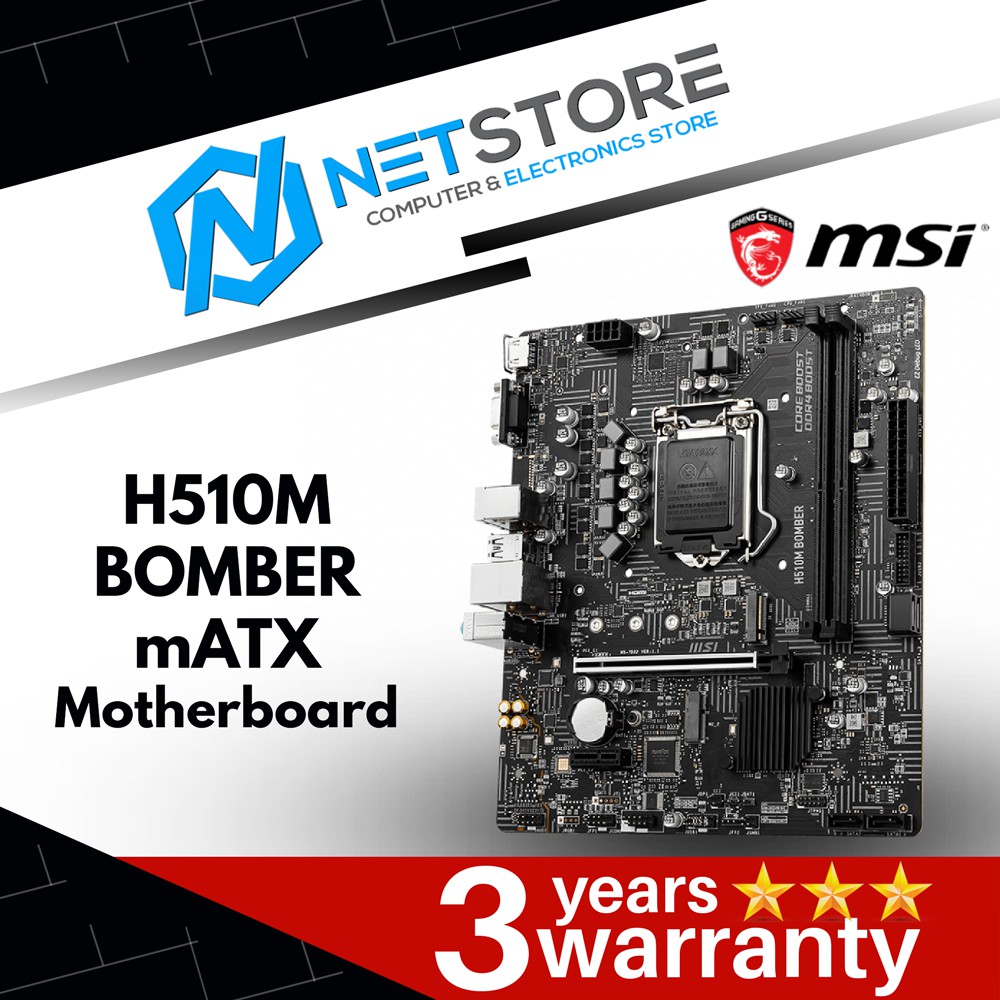 MSI H510M BOMBER INTEL H510 mATX MOTHERBOARD Shopee Malaysia