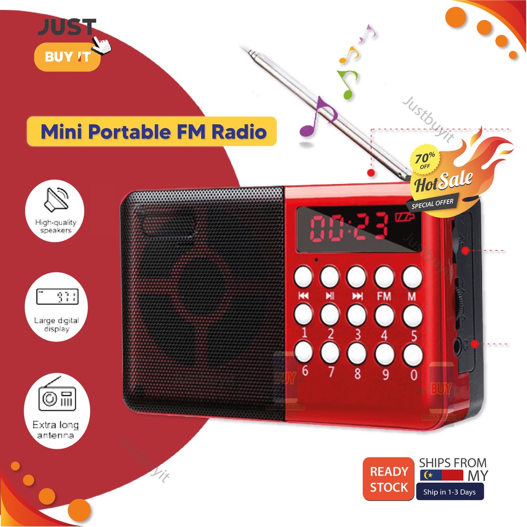 Mini Digital Display Radio FM Radio Digital MP3 Music Player USB Memory Card Speaker收音機小型迷你