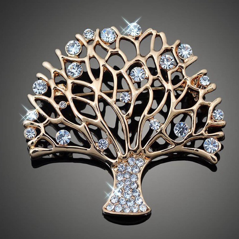 Jewelry Tree of Life Rhinestone Brooch Pin Party Wear Crystal Tropical Brooch Pin