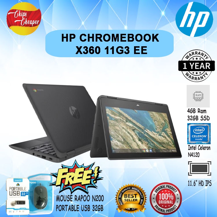 New Arrival Freegift Hp Chromebook X360 11 G3 Ee Celeron N41 Shopee Malaysia