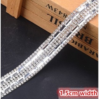 5yard Glass Clear Crystal Rhinestone Trim Hotfix Wedding Dress