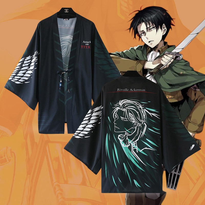 Attack On Titan Levi Mikasa Ackerman Cloak Yukata Cosplay Costume Shingeki No Kyojin Japanese Kimono Haori Shopee Malaysia