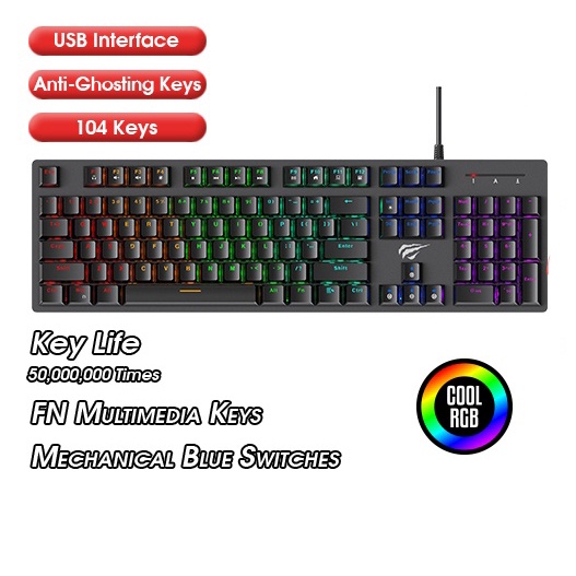 GAMENOTE KB858L USB RGB Backlit Mechanical Gaming Keyboard (MY Official