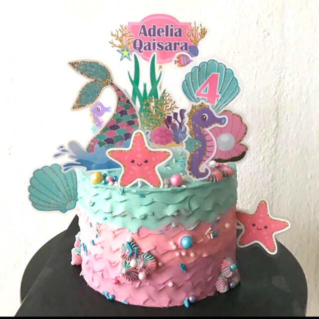 Mermaid cake topper set of 7 | Shopee Malaysia