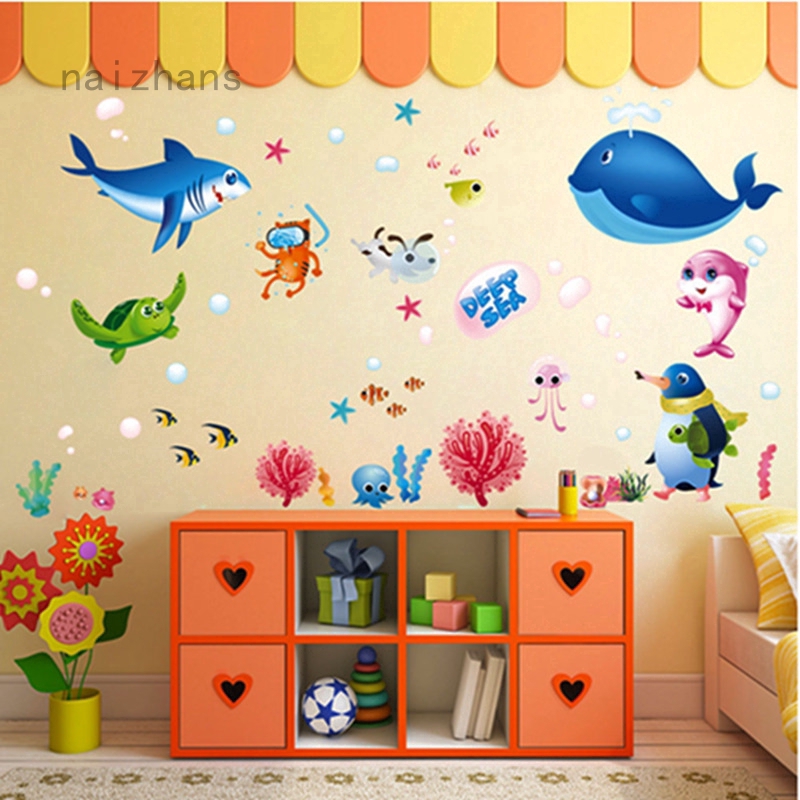 Naizhans Diy Whale Underwater Ocean World Wall Sticker Children