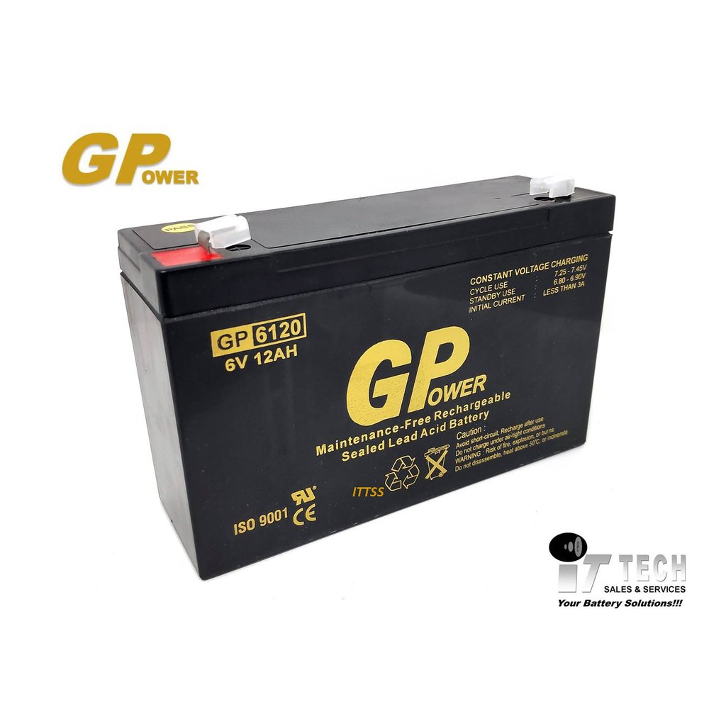 Bateri Utk Kereta Mainan Gpower 6v 12ah Sealed Lead Acid Battery For Electric Scooter Toys Car Bike Shopee Malaysia