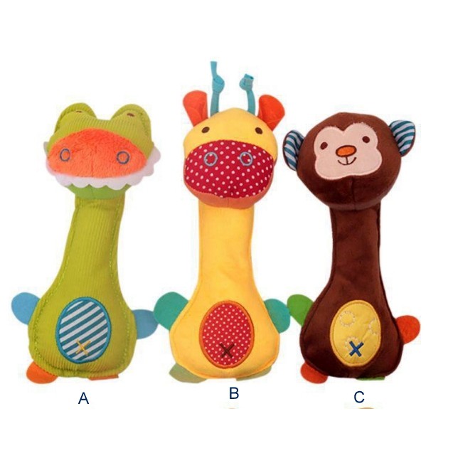 Baby rattle handbells plush toy with BB sound Newborn Mainan Bayi tangan hand