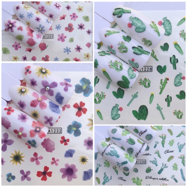 | 12 | Cactus / succulent plants / flowers nail art water decal