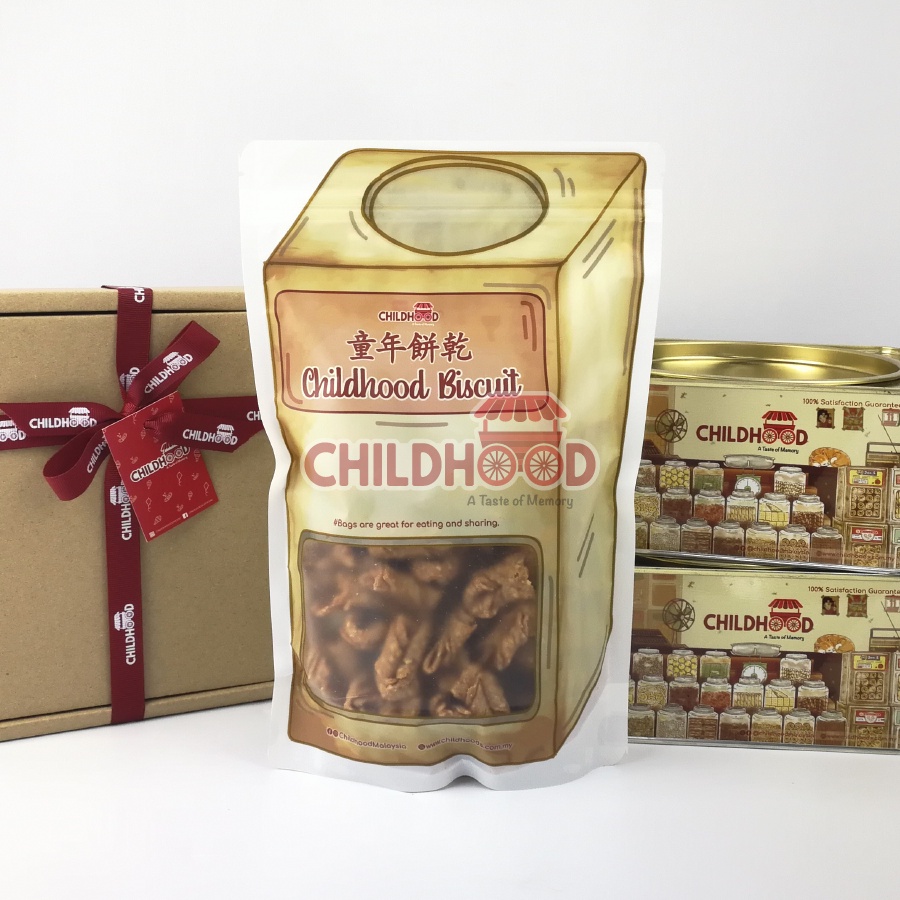 Childhood MalaysiaBiscuit Ribbon/ Traditional Local Taste/ Biskut Timbang 年餅/Snacks Food/Cookies/Jajan [500g/ Zip bag]