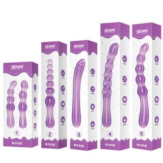 Purple Jelly Crystal Dildo Soft Anal Dildo G Spot Stimulation Massage Stick Beads Man/Woman Masturbator Long Dildo