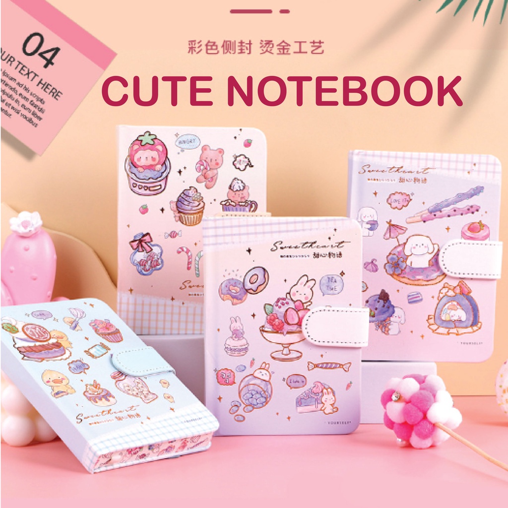 Notebook A5 Cute Color Page Leather Notebook Planner Book Journal Cute Diary Buku Nota Comel （彩色内页）磁扣本可爱日记本笔记本手帐本