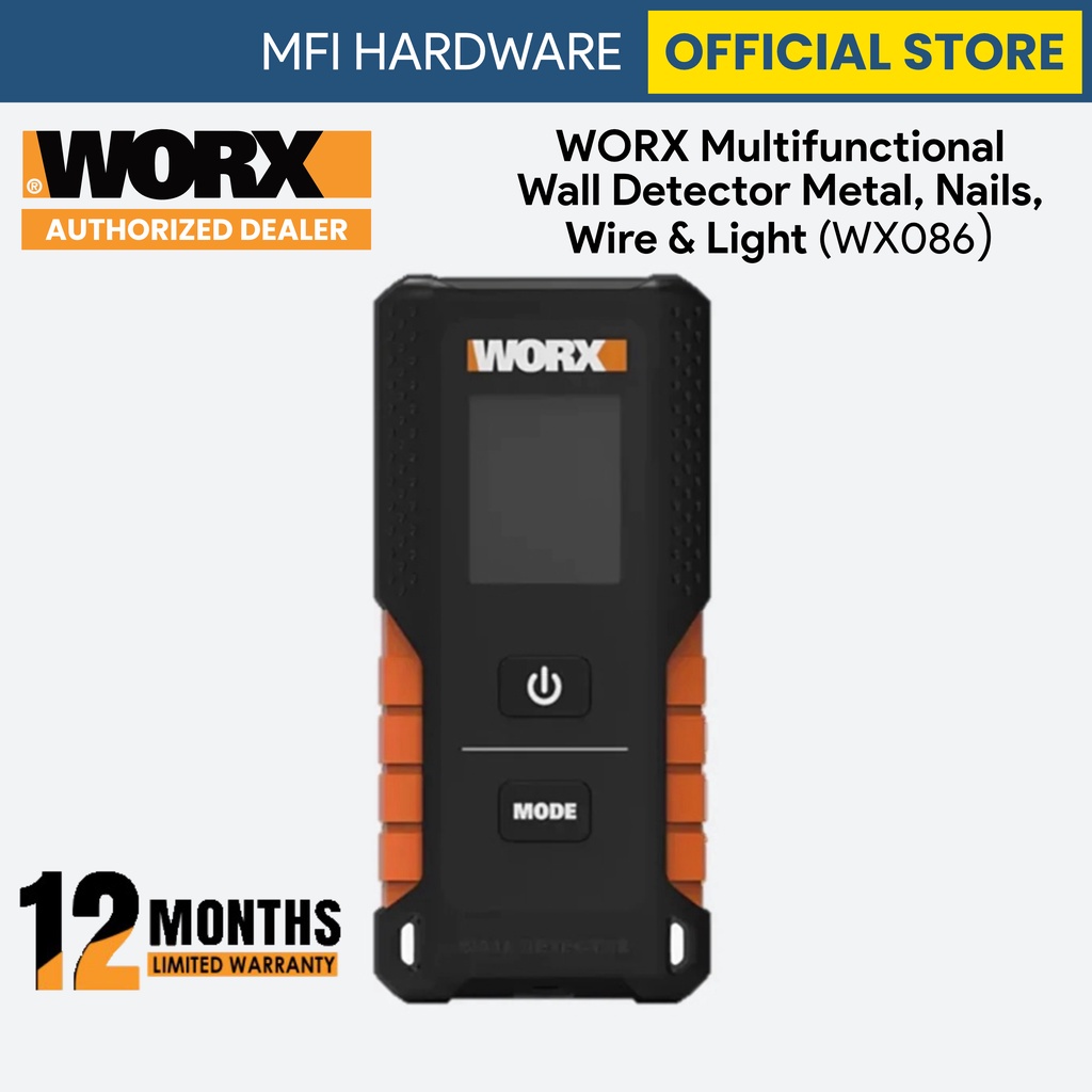 WORX WX086 Multifunctional Wall Detector Metal, Nails, Wire & Light