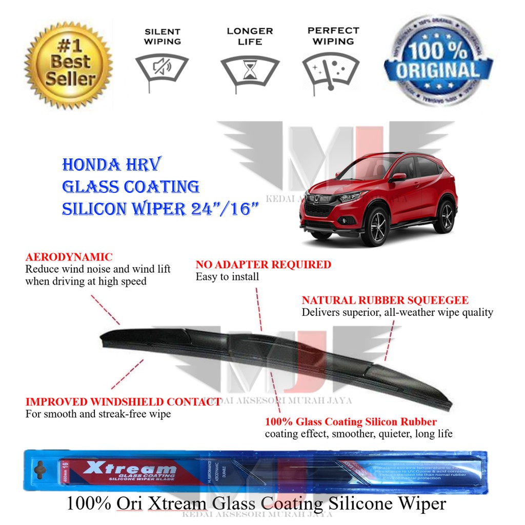 Honda hrv 100 Ori Xtream Glass Coating Silicone Wipers Blade (1set