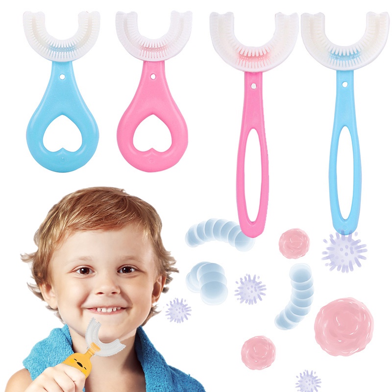 Penguin U-Shaped Manual Soft Silicone Toothbrush 360 Degree Mouthwash Cleaning For Kids Baby Toothbrush