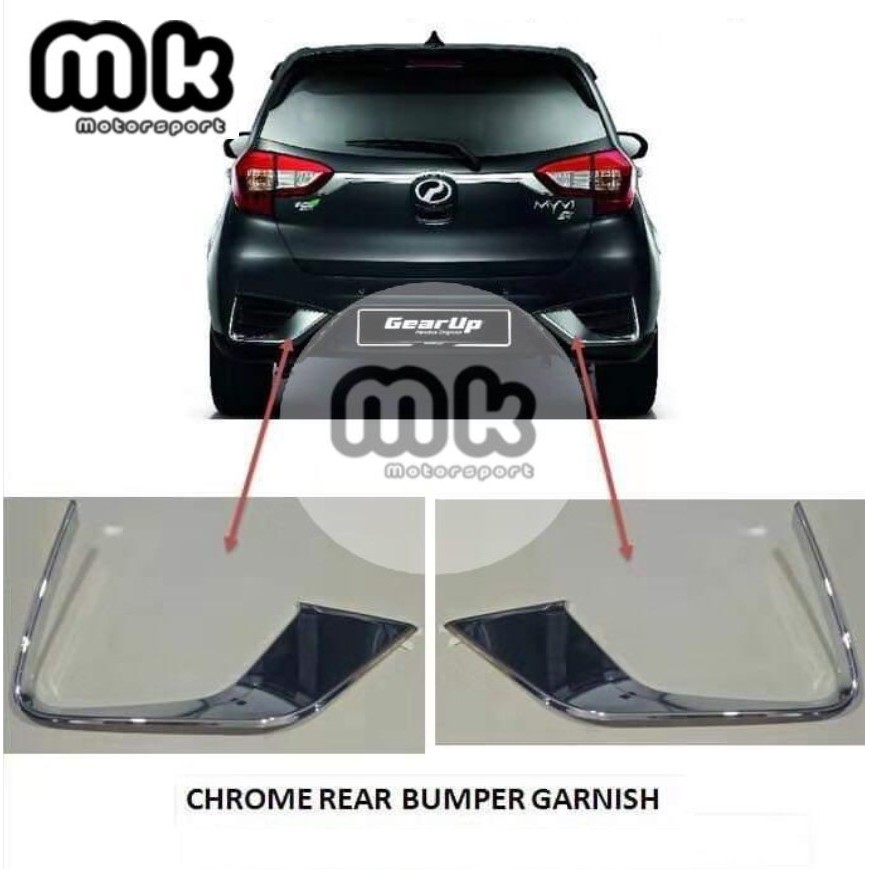 Perodua Myvi 2018 Chrome Rear Bumper Garnish (2pcs 
