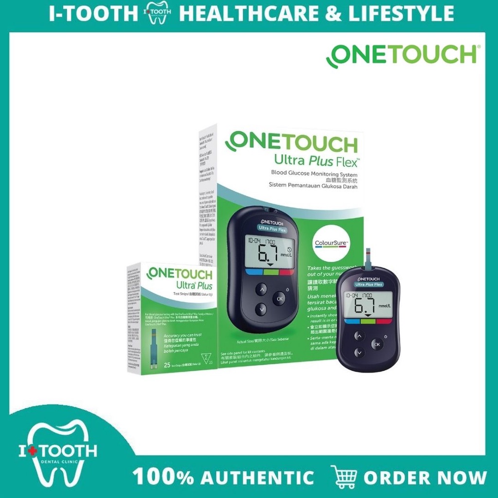 One Touch Ultra Plus Flex Meter Medical Device + Strips 25's + Lancets 10's