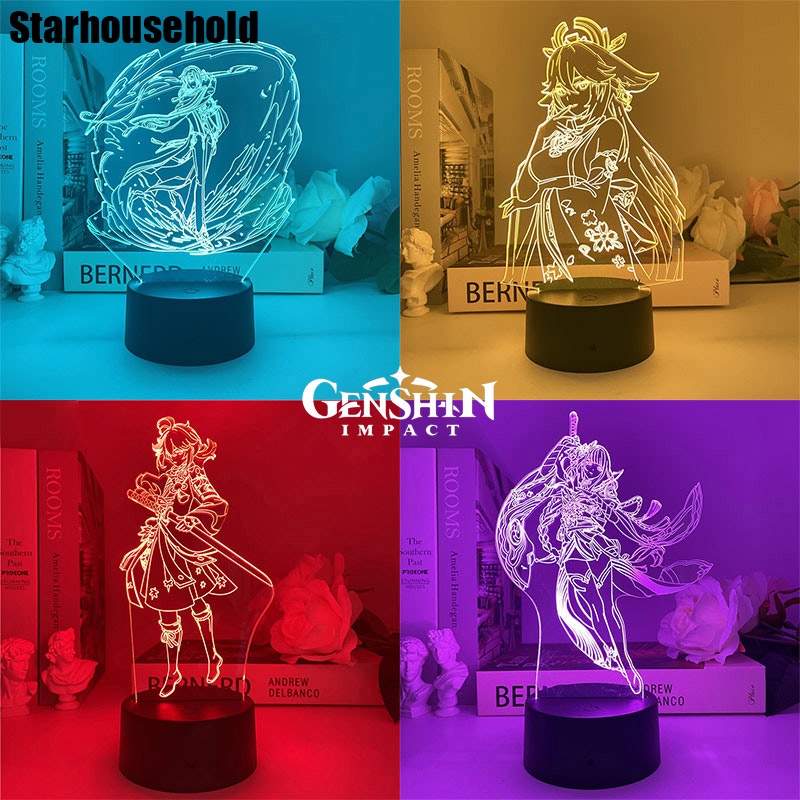 Game GENSHIN IMPACT Lamp GENSHIN IMPACT Raiden Shogun Kazuha Scaramouche Led Lamp Table Lamps