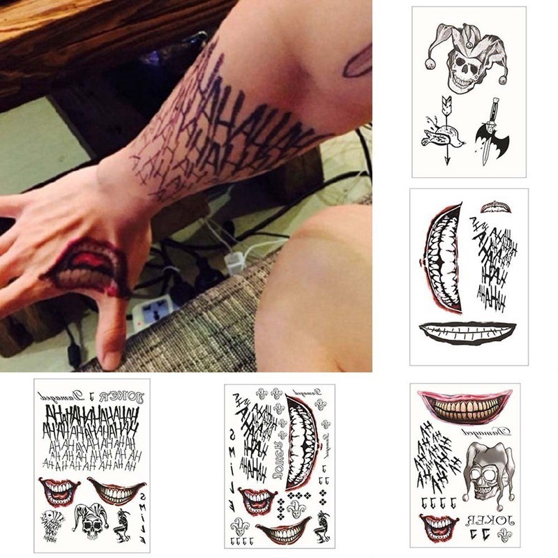 Xhh95d Halloween Cosplay The Joker Design Hahaha Waterproof Temporary Tattoo Stickers Arm Body Face Decal Shopee Malaysia