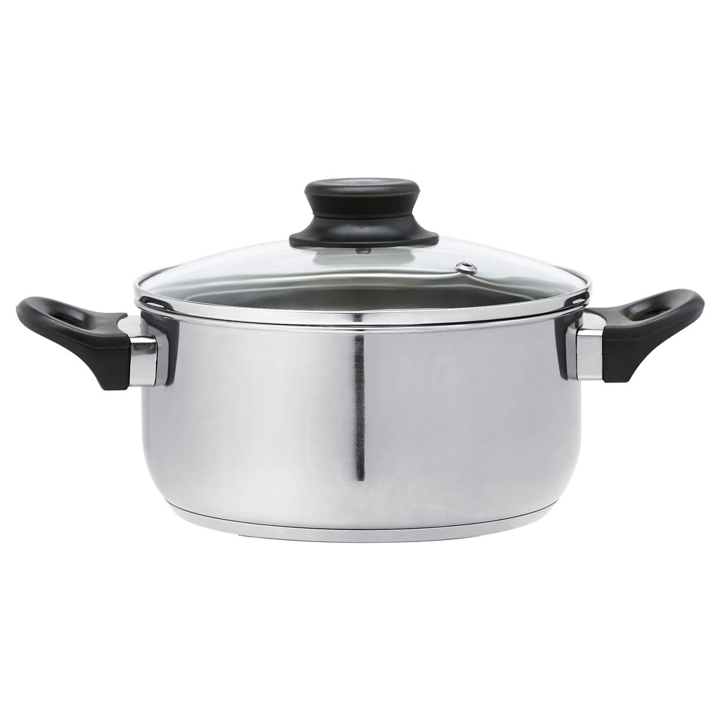  Cooking Pot  with lid glass stainless steel 2 8 LITRE 