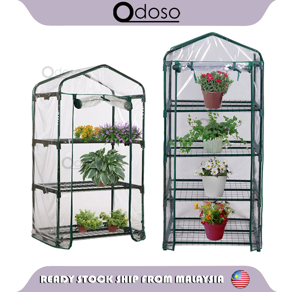 ODOSO DIY Mini Greenhouse Transparent Plastic PVC Greenhouse Green ...