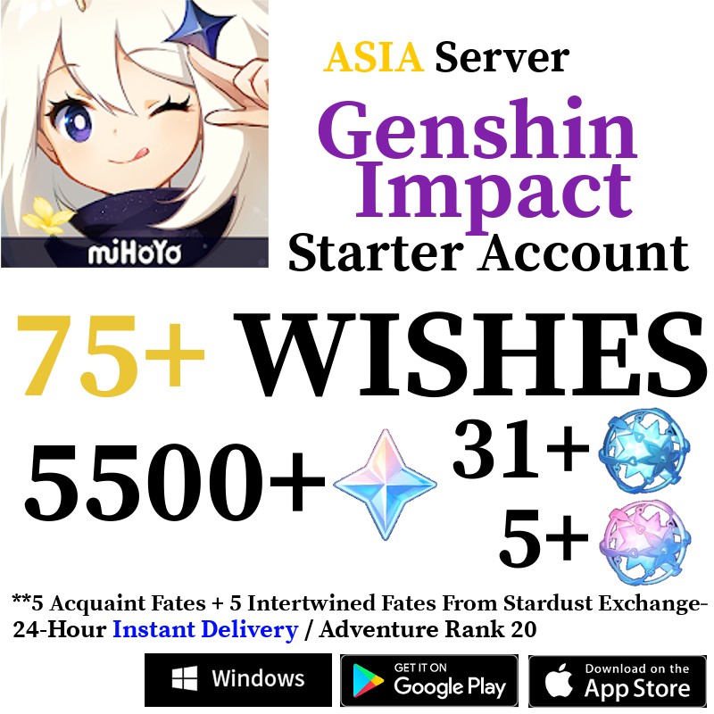 Buy Asia Genshin Impact Reroll Starter Account Seetracker Malaysia
