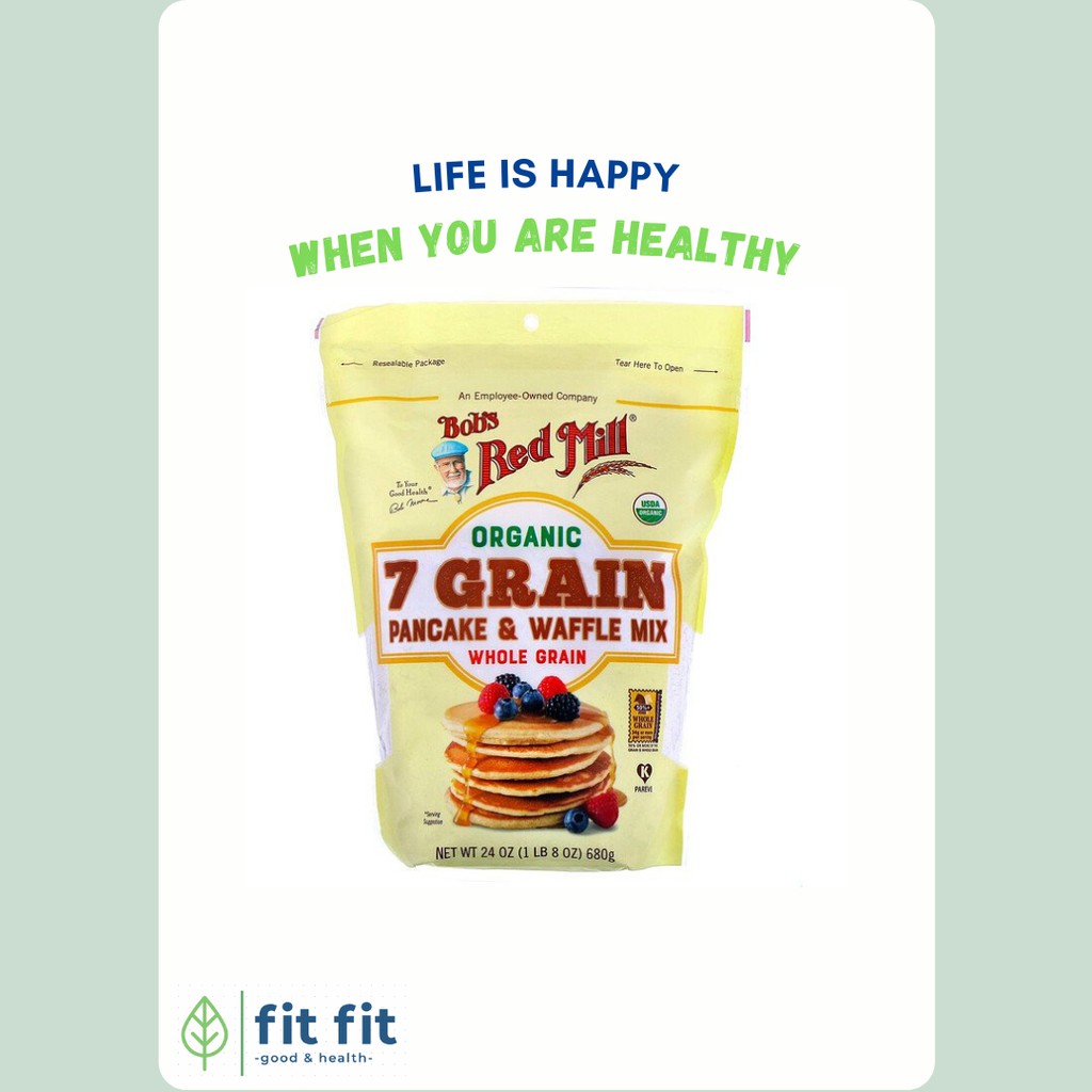 Bob's Red Mill, Organic 7 Grain Pancake & Waffle Mix, Whole Grain, (680