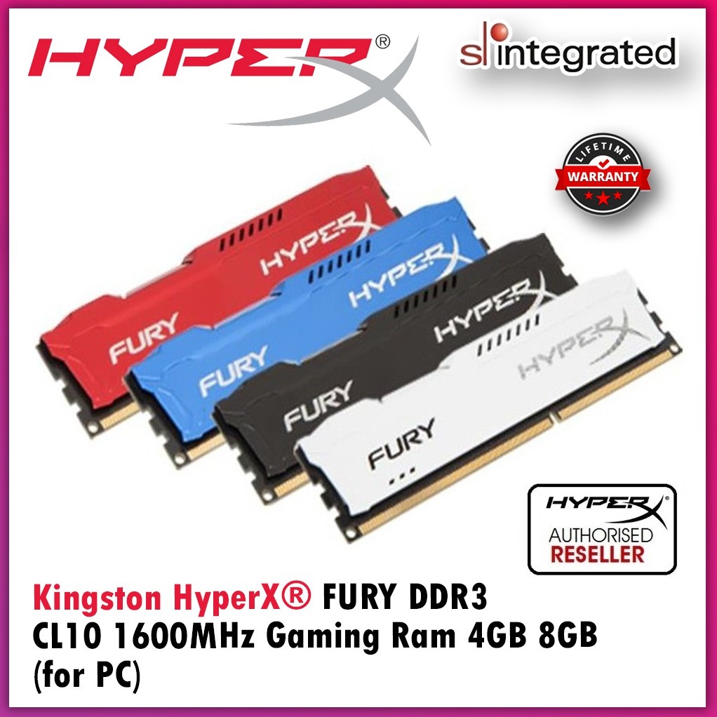 Kingston HyperX® FURY DDR3 CL10 1600MHz Gaming Ram 4GB 8GB (for PC ...