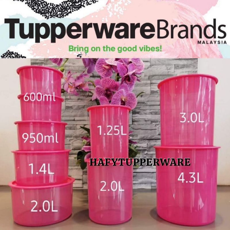 🔥READY STOCK🔥One Touch Canister Tupperware (1.2L/2L/3L/4.3L) Topper Junior 600ml/Topper Small 950ml / Camellia One Touch