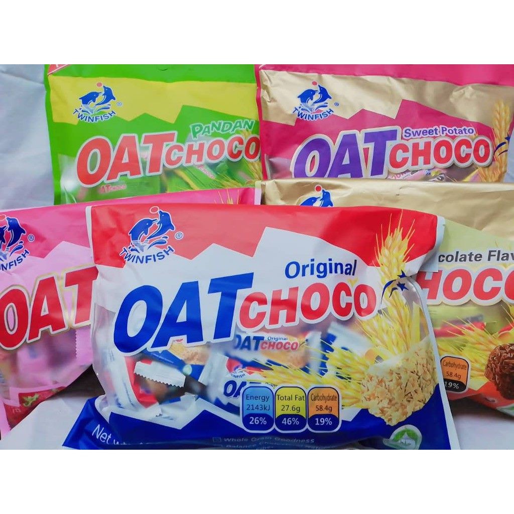 TWINFISH OAT CHOCO ORIGINAL/STRAWBERRY/CHOCOLATE/PANDAN/SWEET POTATO ALL 400G