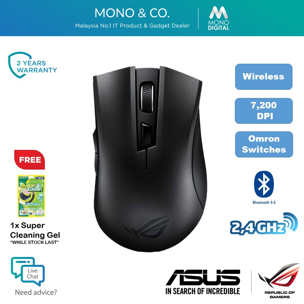 Asus Rog Strix Carry Wireless Bluetooth Ergonomic Optical Gaming Mouse 70dpi P508 Shopee Malaysia