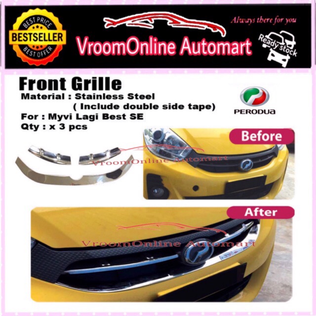 Front Upper Grille Chrome Perodua Myvi Lagi Best Se Shopee Malaysia