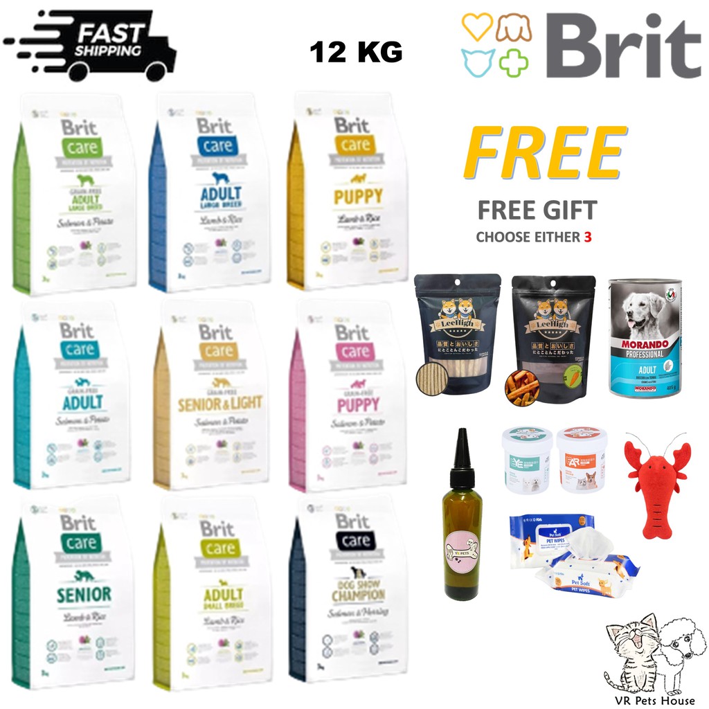 Free Gift Brit Care Grain Free Dog Food 12kg Adult Puppy Senior Large Breed Champion Brit Care Dog Food Shopee Malaysia