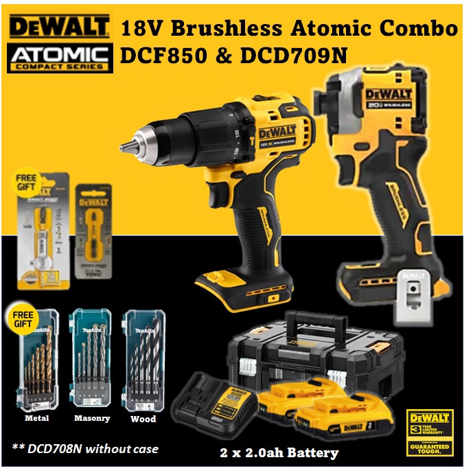 Dewalt 18V/20V Atomic Series Combo DCF850 Impact Driver & DCD709