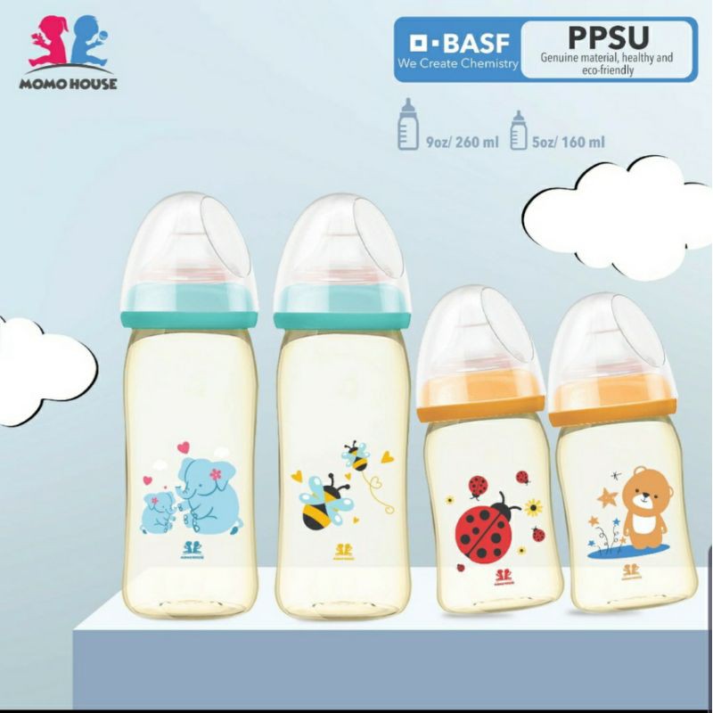 MOMO HOUSE PPSU Nursing Bottle Milk Bottle Wide Neck Milk Bottle PPSU Bottle Botol Susu